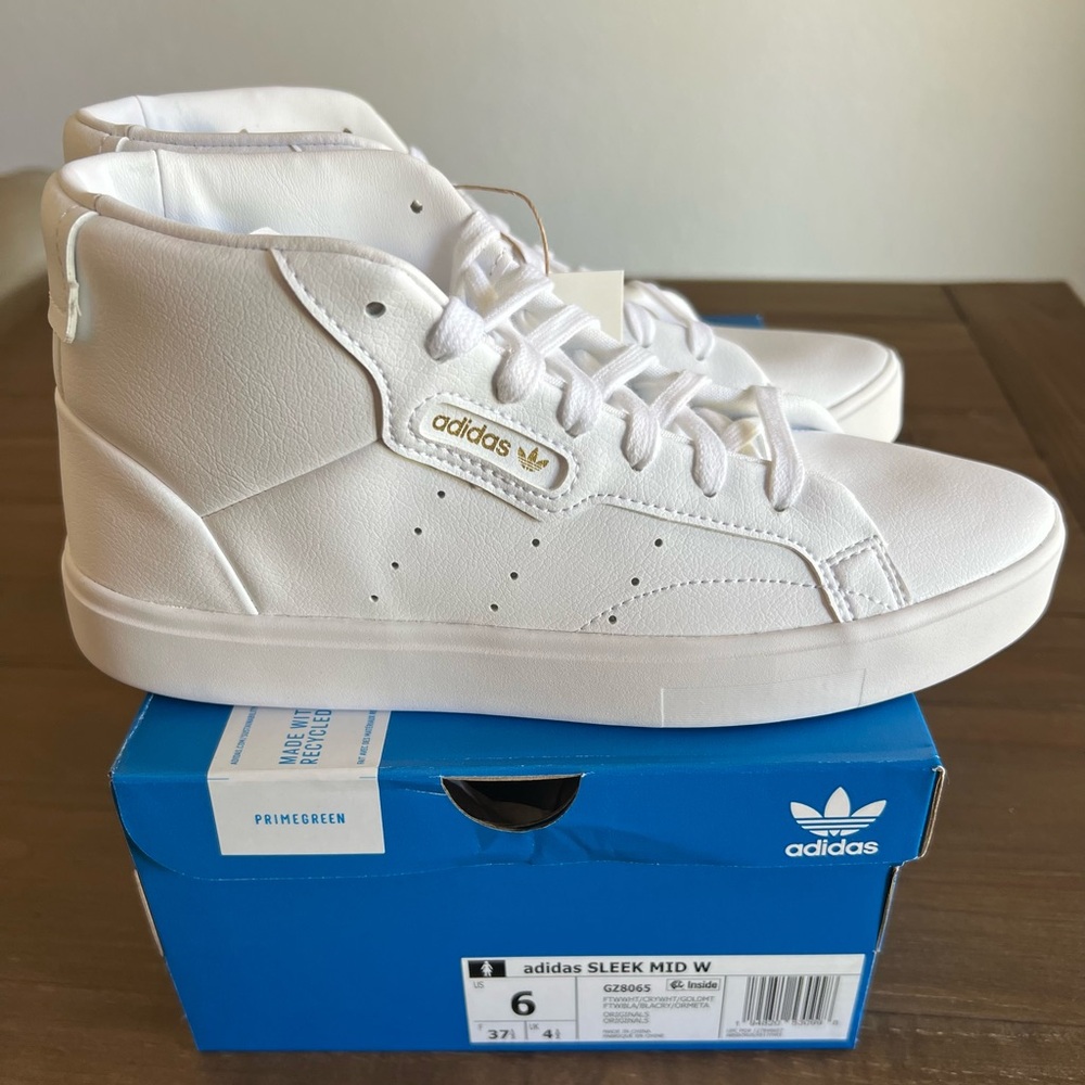 Adidas White Sleek Mid Sneakers